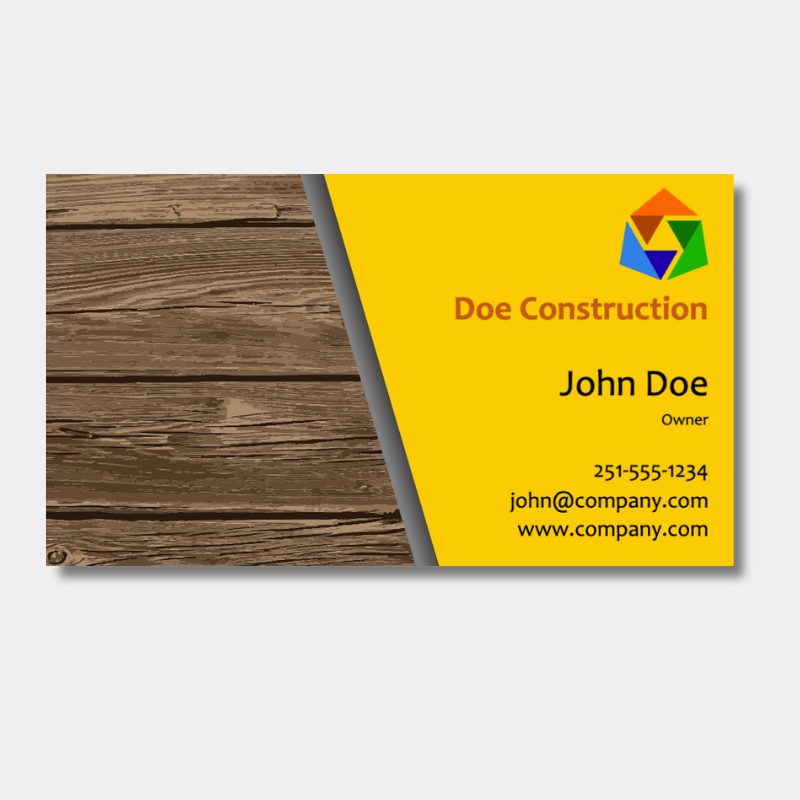Contractor business card sample